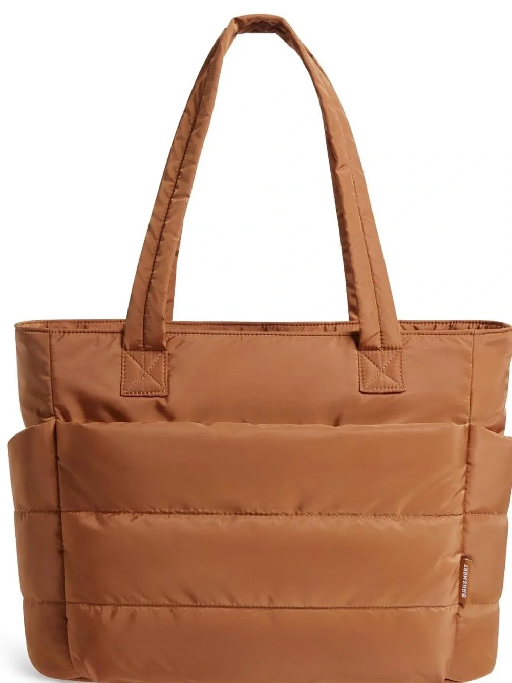 Quilted Laptop Tote in Chestnut Brown with Removable Strap